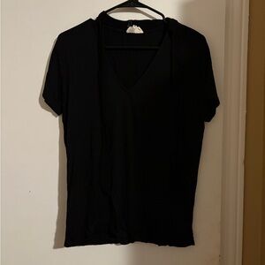 Black tee with tie neck